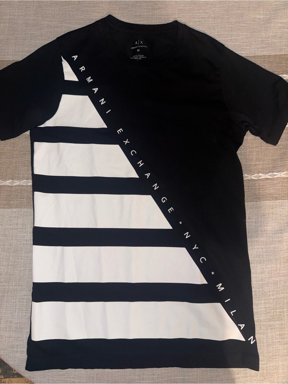 Armani Exchange Black and White Short Sleeve Graphic Tee